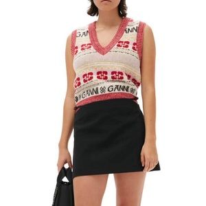 Ganni Logo Wool Mix Vest- Large BNWT